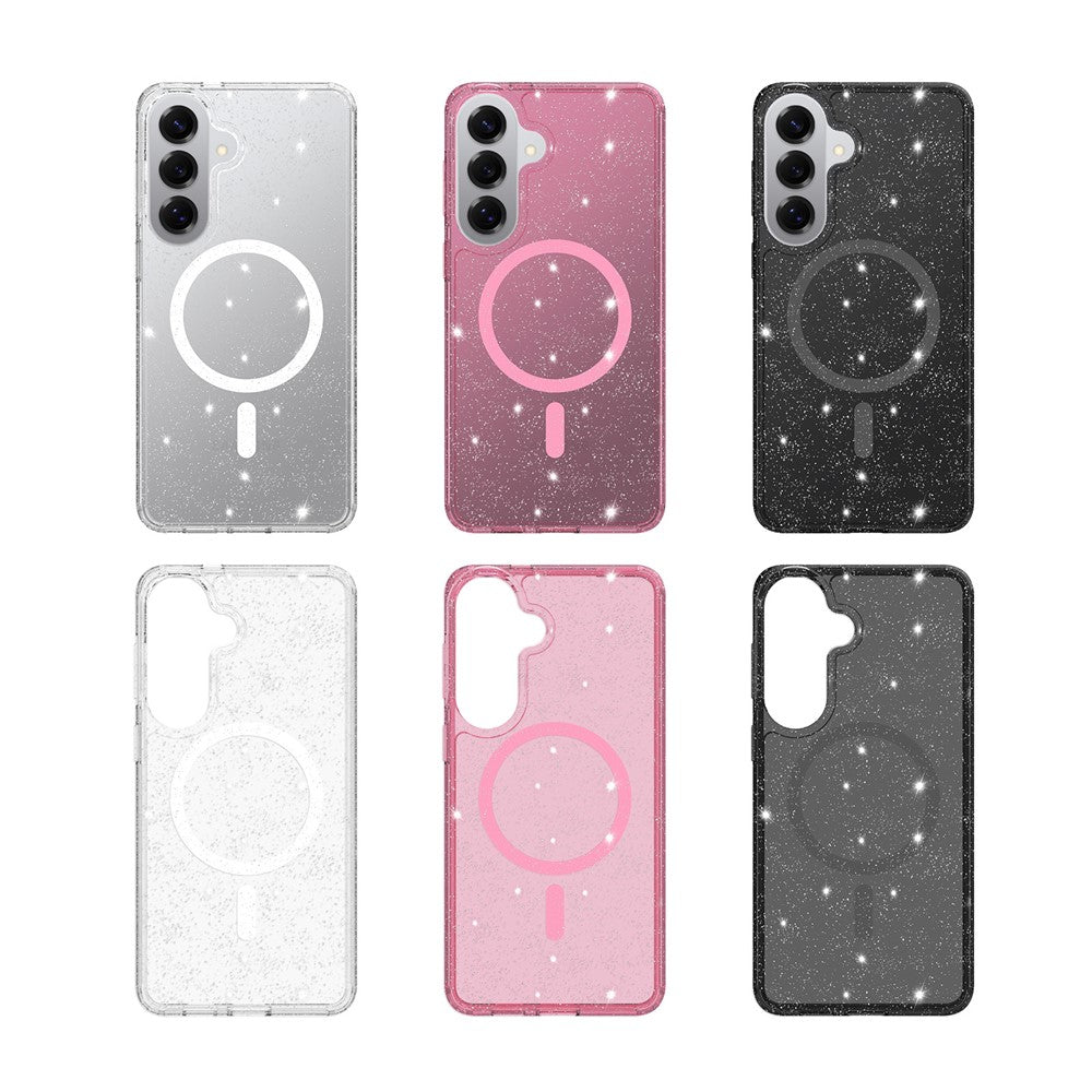 For Samsung Galaxy S26+ Magnetic Case Glitter Design TPU PC PET Drop Proof Phone Cover