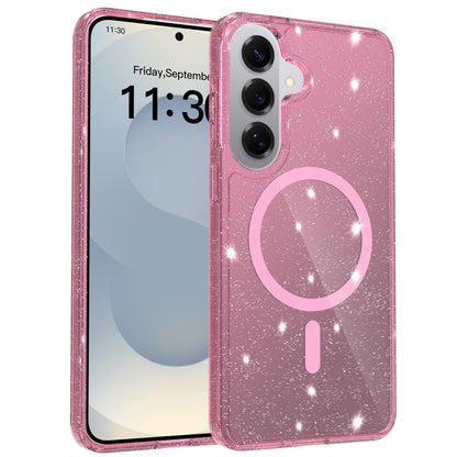 For Samsung Galaxy S26+ Magnetic Case Glitter Design TPU PC PET Drop Proof Phone Cover
