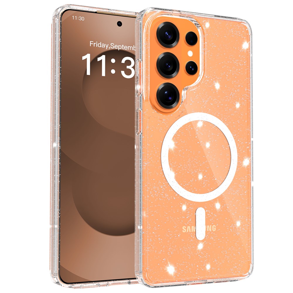 For Samsung Galaxy S26 Ultra Magnetic Case Glitter Design TPU PC PET Drop Proof Phone Cover