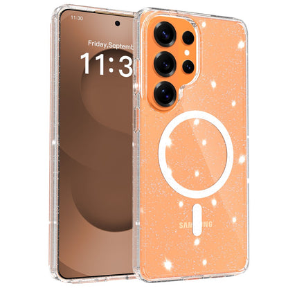 For Samsung Galaxy S26 Ultra Magnetic Case Glitter Design TPU PC PET Drop Proof Phone Cover