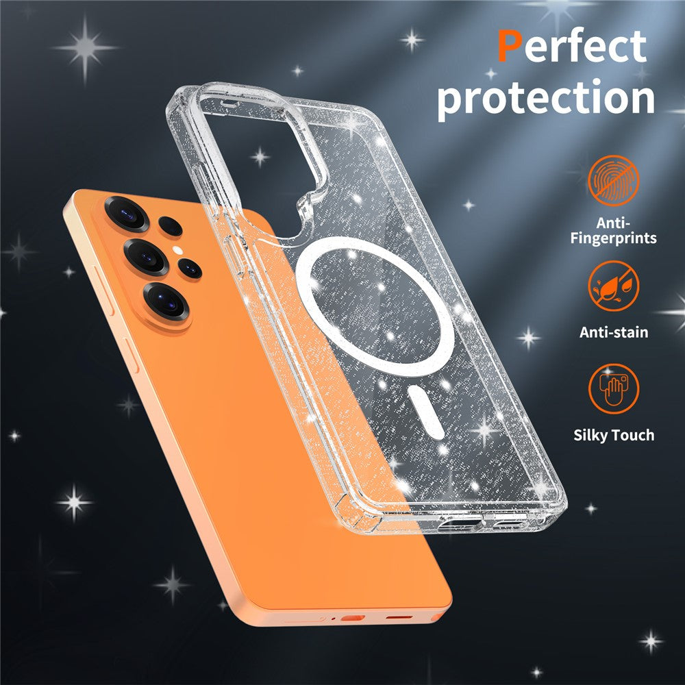 For Samsung Galaxy S26 Ultra Magnetic Case Glitter Design TPU PC PET Drop Proof Phone Cover