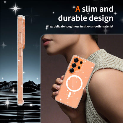For Samsung Galaxy S26 Ultra Magnetic Case Glitter Design TPU PC PET Drop Proof Phone Cover