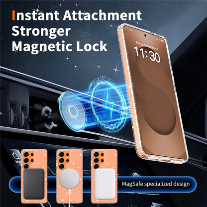 For Samsung Galaxy S26 Ultra Magnetic Case Glitter Design TPU PC PET Drop Proof Phone Cover