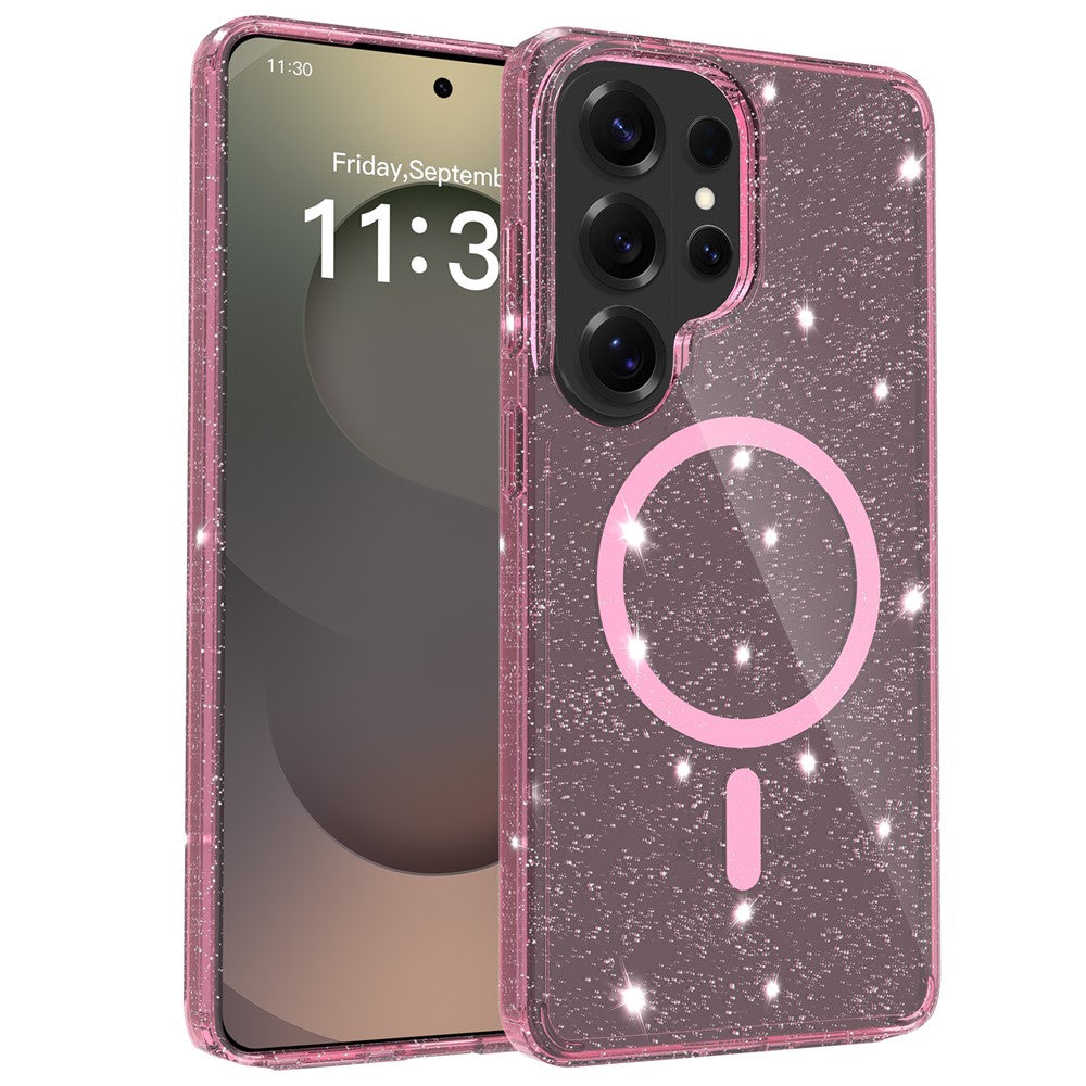 For Samsung Galaxy S26 Ultra Magnetic Case Glitter Design TPU PC PET Drop Proof Phone Cover