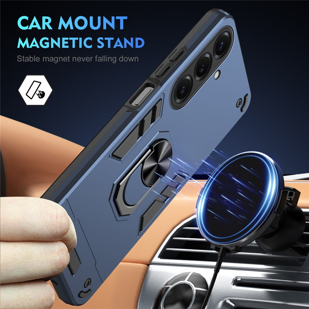 For Samsung Galaxy S26+ Case PC + TPU Drop Defend Phone Cover with Ring Kickstand