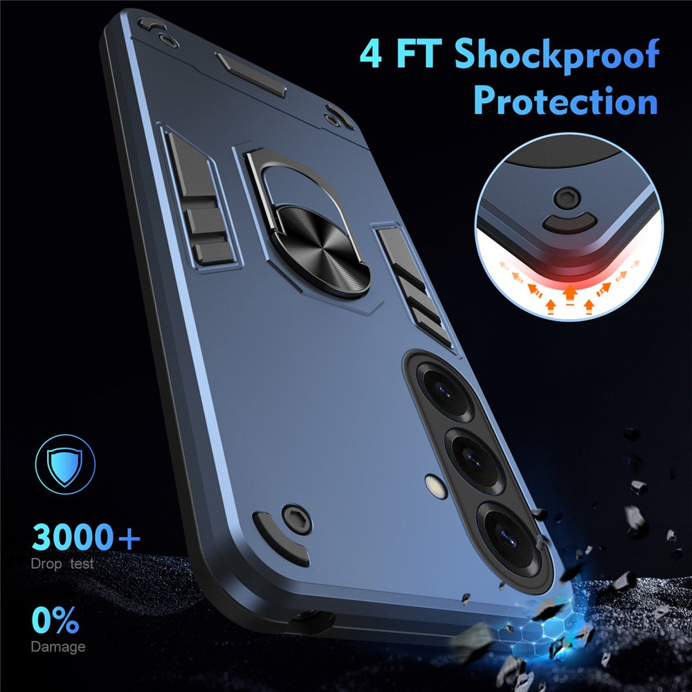 For Samsung Galaxy S26+ Case PC + TPU Drop Defend Phone Cover with Ring Kickstand