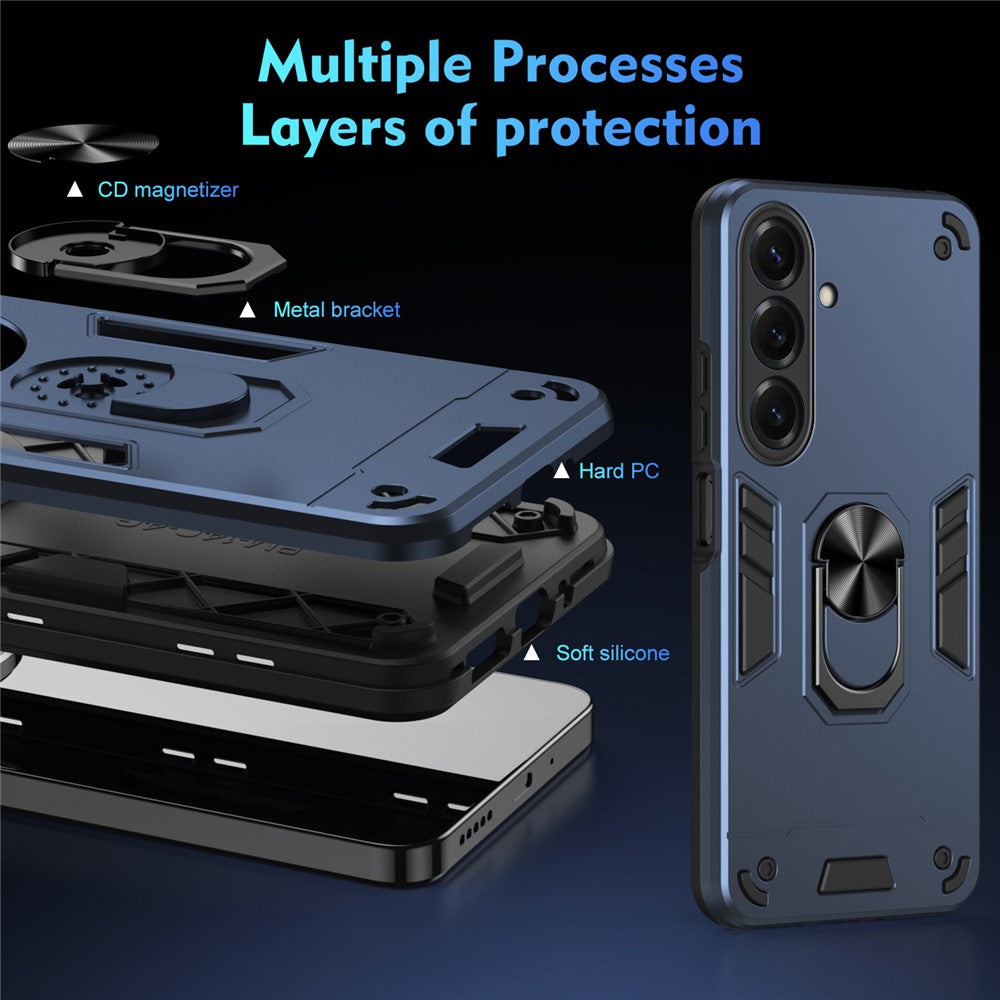 For Samsung Galaxy S26+ Case PC + TPU Drop Defend Phone Cover with Ring Kickstand