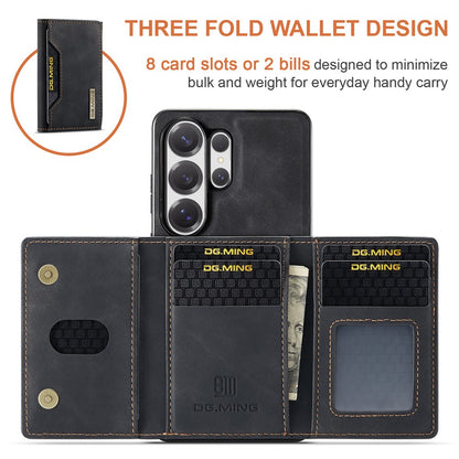 DG.MING M2 Series for Samsung Galaxy S26 Ultra PU Leather Tri-Fold Multiple Card Slots Holder Pocket Purse