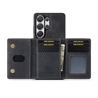 DG.MING M2 Series for Samsung Galaxy S26 Ultra PU Leather Tri-Fold Multiple Card Slots Holder Pocket Purse