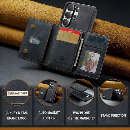 DG.MING M2 Series for Samsung Galaxy S26 Ultra PU Leather Tri-Fold Multiple Card Slots Holder Pocket Purse