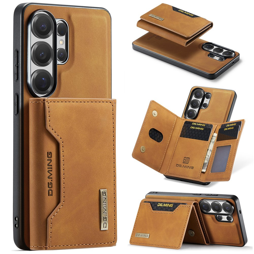 DG.MING M2 Series for Samsung Galaxy S26 Ultra PU Leather Tri-Fold Multiple Card Slots Holder Pocket Purse