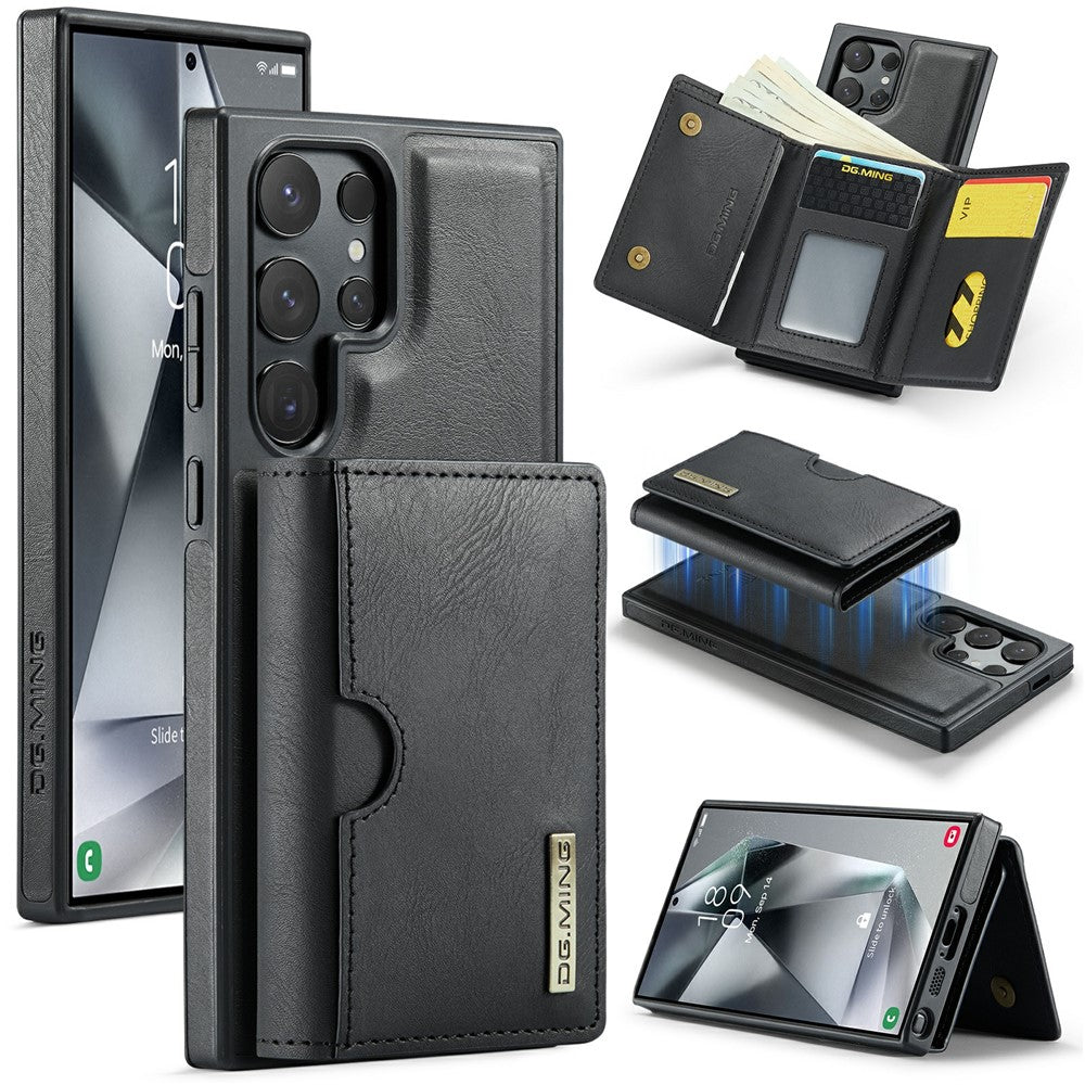 DG.MING M6 Series for Samsung Galaxy S26 Ultra Case RFID Blocking Wallet Multi-Layer Card Holder Coin Purse Bag