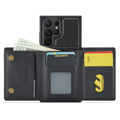 DG.MING M6 Series for Samsung Galaxy S26 Ultra Case RFID Blocking Wallet Multi-Layer Card Holder Coin Purse Bag