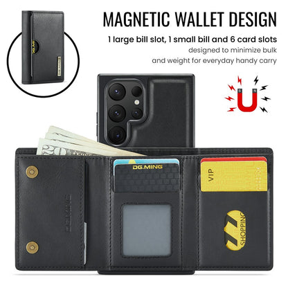 DG.MING M6 Series for Samsung Galaxy S26 Ultra Case RFID Blocking Wallet Multi-Layer Card Holder Coin Purse Bag