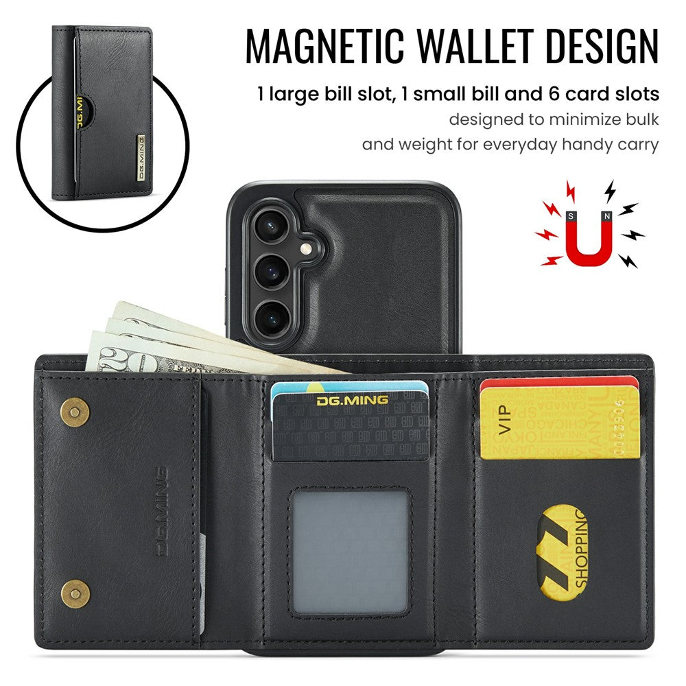DG.MING M6 Series for Samsung Galaxy S26+ Case RFID Blocking Wallet Multi-Layer Card Holder Coin Purse Bag