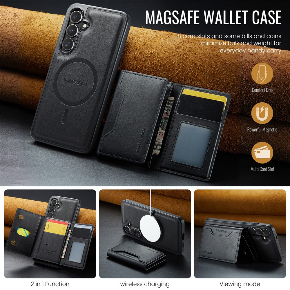 MAGKING K2 Series For Samsung Galaxy S26+ Magnetic Case PC + TPU + PU Phone Cover with RFID Blocking Wallet
