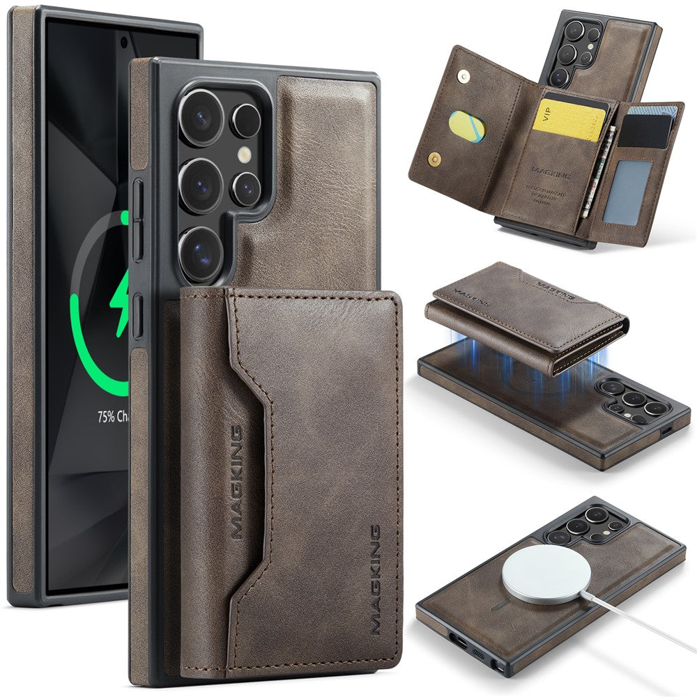 MAGKING K2 Series For Samsung Galaxy S26 Ultra Magnetic Case PC + TPU + PU Phone Cover with RFID Blocking Wallet
