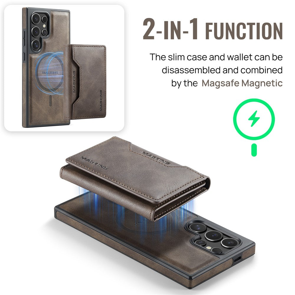 MAGKING K2 Series For Samsung Galaxy S26 Ultra Magnetic Case PC + TPU + PU Phone Cover with RFID Blocking Wallet