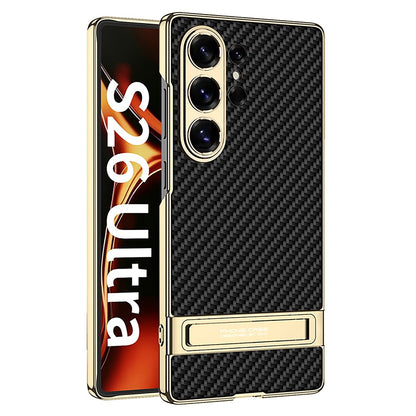 GKK For Samsung Galaxy S26 Ultra Case Electroplating Kickstand PU Hard PC Phone Back Cover