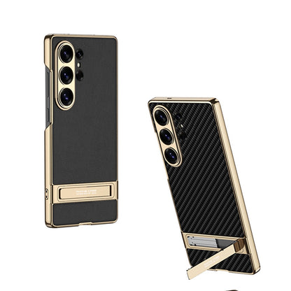 GKK For Samsung Galaxy S26 Ultra Case Electroplating Kickstand PU Hard PC Phone Back Cover