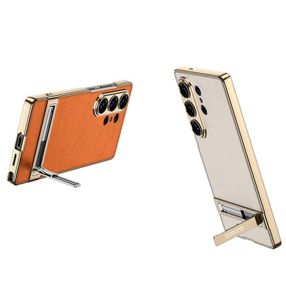 GKK For Samsung Galaxy S26 Ultra Case Electroplating Kickstand PU Hard PC Phone Back Cover