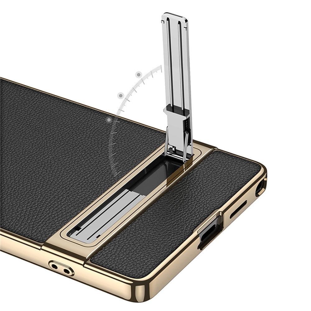 GKK For Samsung Galaxy S26 Ultra Case Electroplating Kickstand PU Hard PC Phone Back Cover