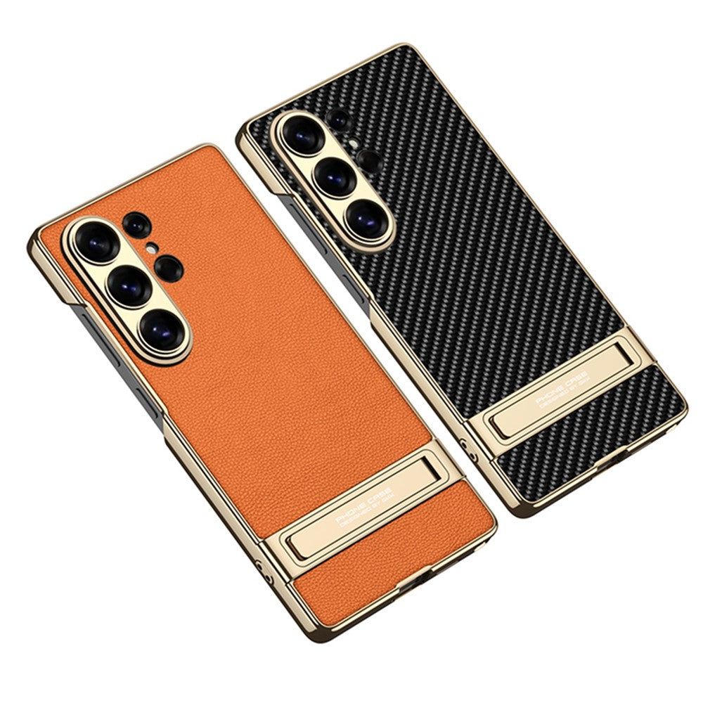 GKK For Samsung Galaxy S26 Ultra Case Electroplating Kickstand PU Hard PC Phone Back Cover