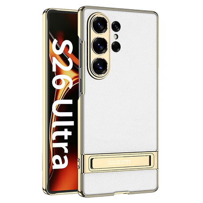 GKK For Samsung Galaxy S26 Ultra Case Electroplating Kickstand PU Hard PC Phone Back Cover