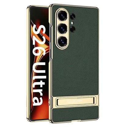 GKK For Samsung Galaxy S26 Ultra Case Electroplating Kickstand PU Hard PC Phone Back Cover