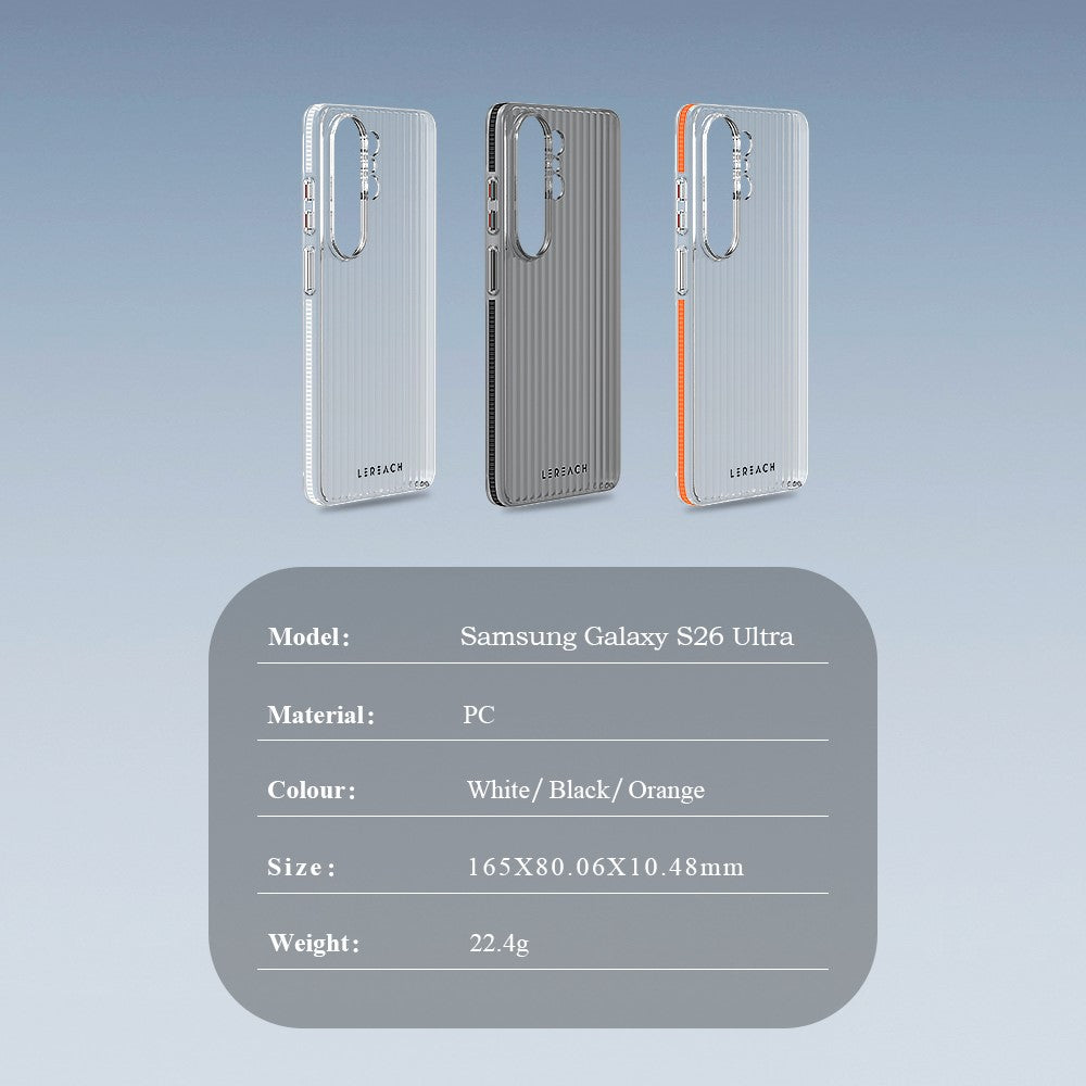 LEREACH TOC Series for Samsung Galaxy S26 Ultra Case Flowing Grid PC Phone Cover