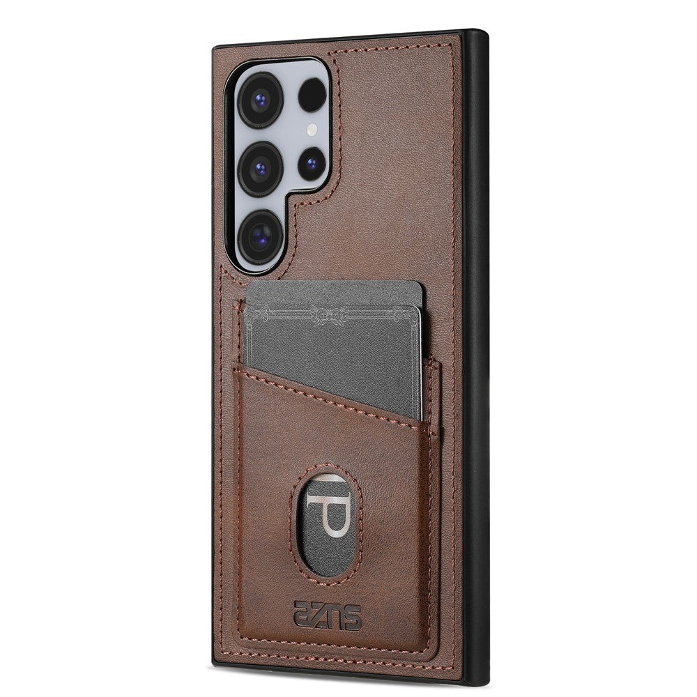 AZNS K1 Series For Samsung Galaxy S26 Ultra Case Calf Texture Anti-Drop PU+TPU Phone Cover with 2 Card Slot