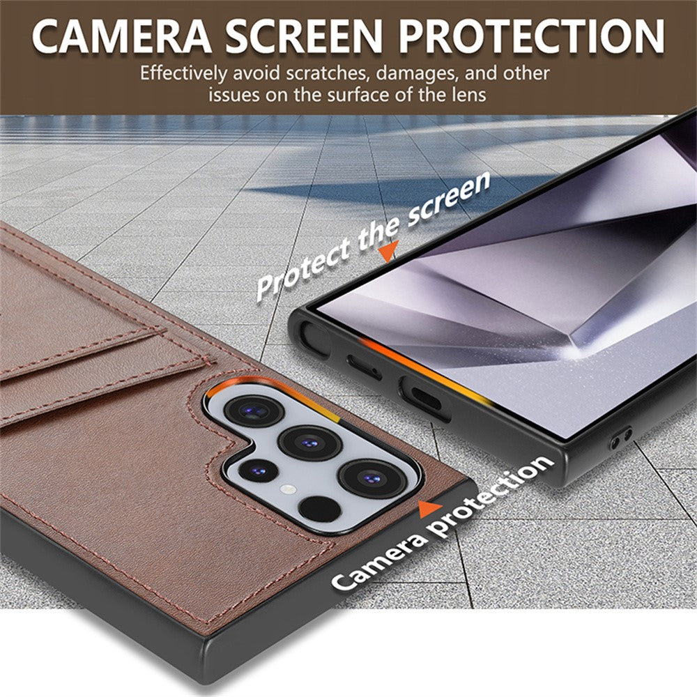 AZNS K1 Series For Samsung Galaxy S26 Ultra Case Calf Texture Anti-Drop PU+TPU Phone Cover with 2 Card Slot