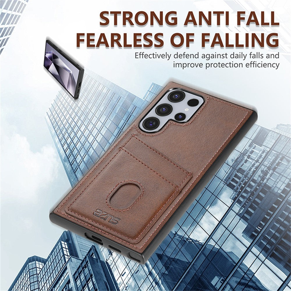 AZNS K1 Series For Samsung Galaxy S26 Ultra Case Calf Texture Anti-Drop PU+TPU Phone Cover with 2 Card Slot
