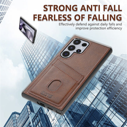 AZNS K1 Series For Samsung Galaxy S26 Ultra Case Calf Texture Anti-Drop PU+TPU Phone Cover with 2 Card Slot