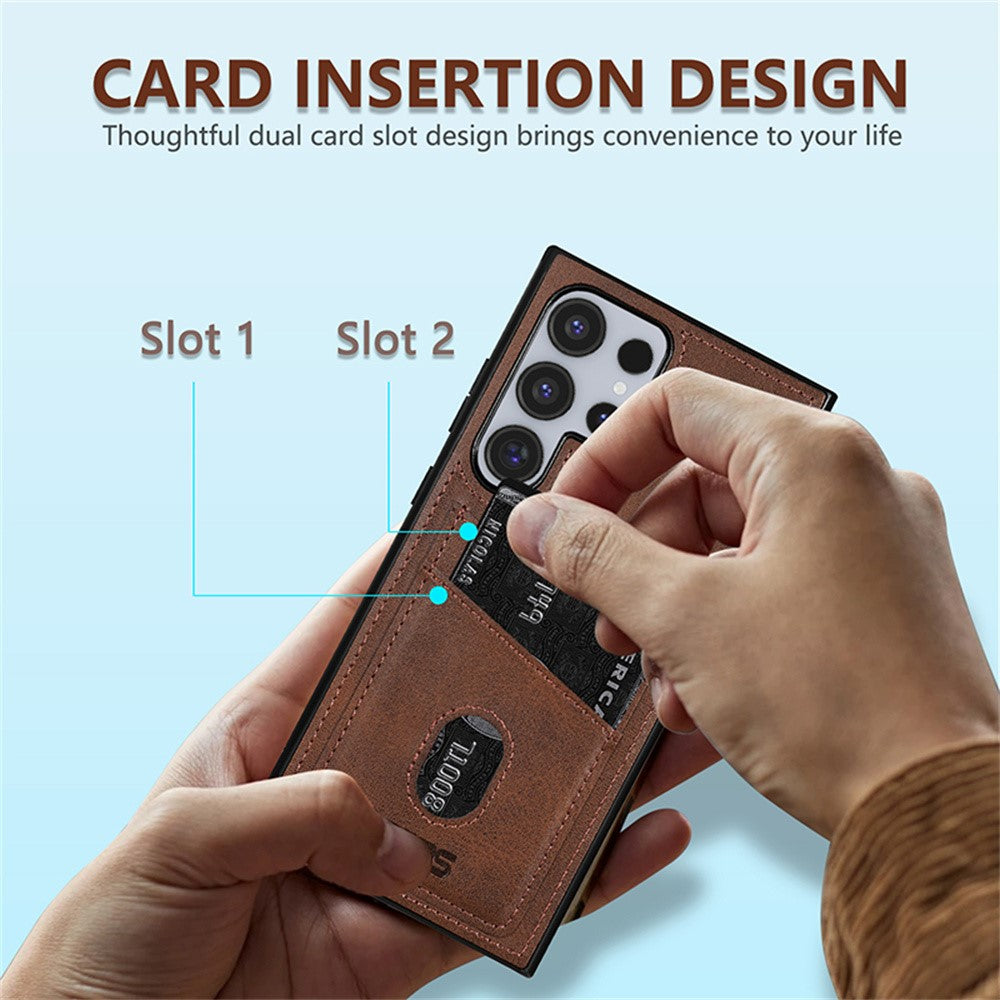 AZNS K1 Series For Samsung Galaxy S26 Ultra Case Calf Texture Anti-Drop PU+TPU Phone Cover with 2 Card Slot