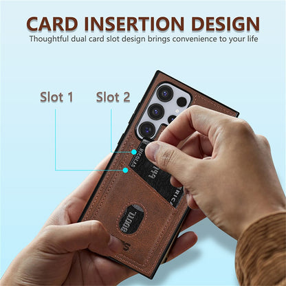 AZNS K1 Series For Samsung Galaxy S26 Ultra Case Calf Texture Anti-Drop PU+TPU Phone Cover with 2 Card Slot