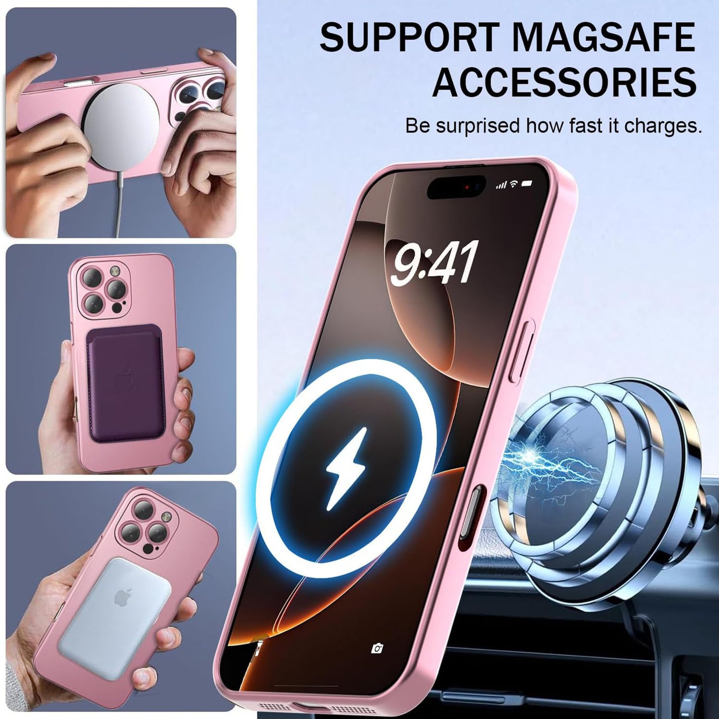 For iPhone 16 Pro Max Case Compatible with MagSafe Ultra Thin TPU Phone Cover with Lens Protection