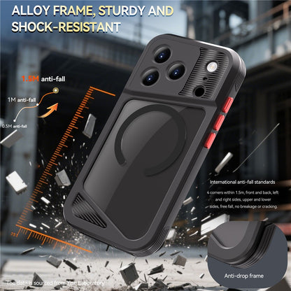 SHELLBOX GTM Series For iPhone 17 Pro Magnetic Case IP68 Waterproof TPU PC Metal Frame Diving Phone Cover
