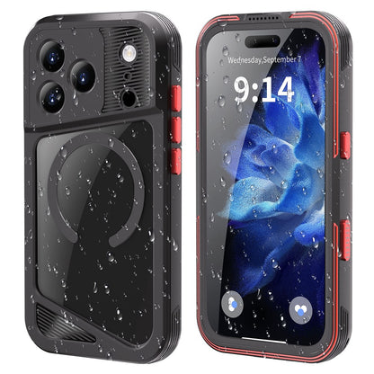 SHELLBOX GTM Series For iPhone 17 Pro Magnetic Case IP68 Waterproof TPU PC Metal Frame Diving Phone Cover