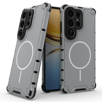 For Samsung Galaxy S26 Ultra Magnetic Case Corrugated Texture Heat Dissipation TPU + PC Phone Back Cover