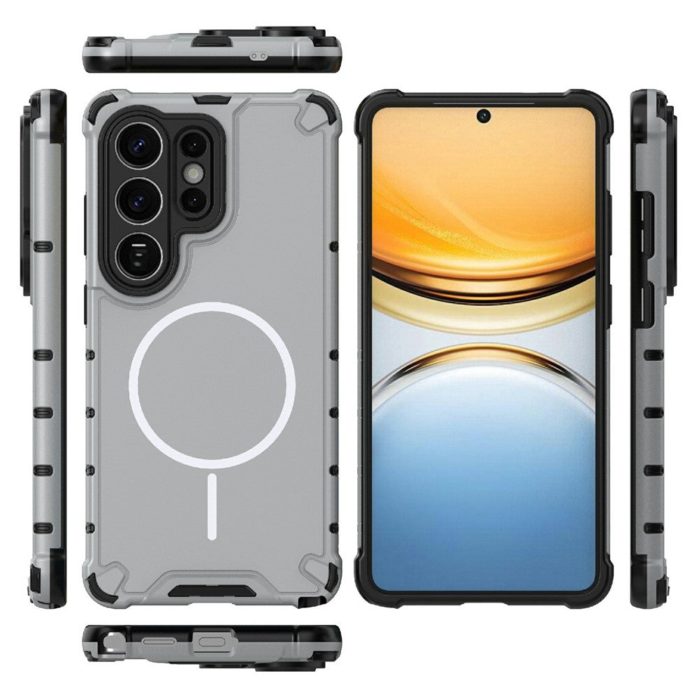 For Samsung Galaxy S26 Ultra Magnetic Case Corrugated Texture Heat Dissipation TPU + PC Phone Back Cover