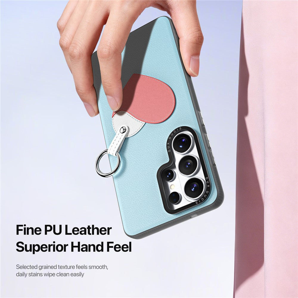 DUX DUCIS For Samsung Galaxy S26 Ultra Case  Luvy Series PU Leather + TPU + PC Phone Back Cover with Finger Ring / Wrist Strap