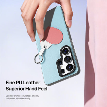 DUX DUCIS For Samsung Galaxy S26 Ultra Case  Luvy Series PU Leather + TPU + PC Phone Back Cover with Finger Ring / Wrist Strap