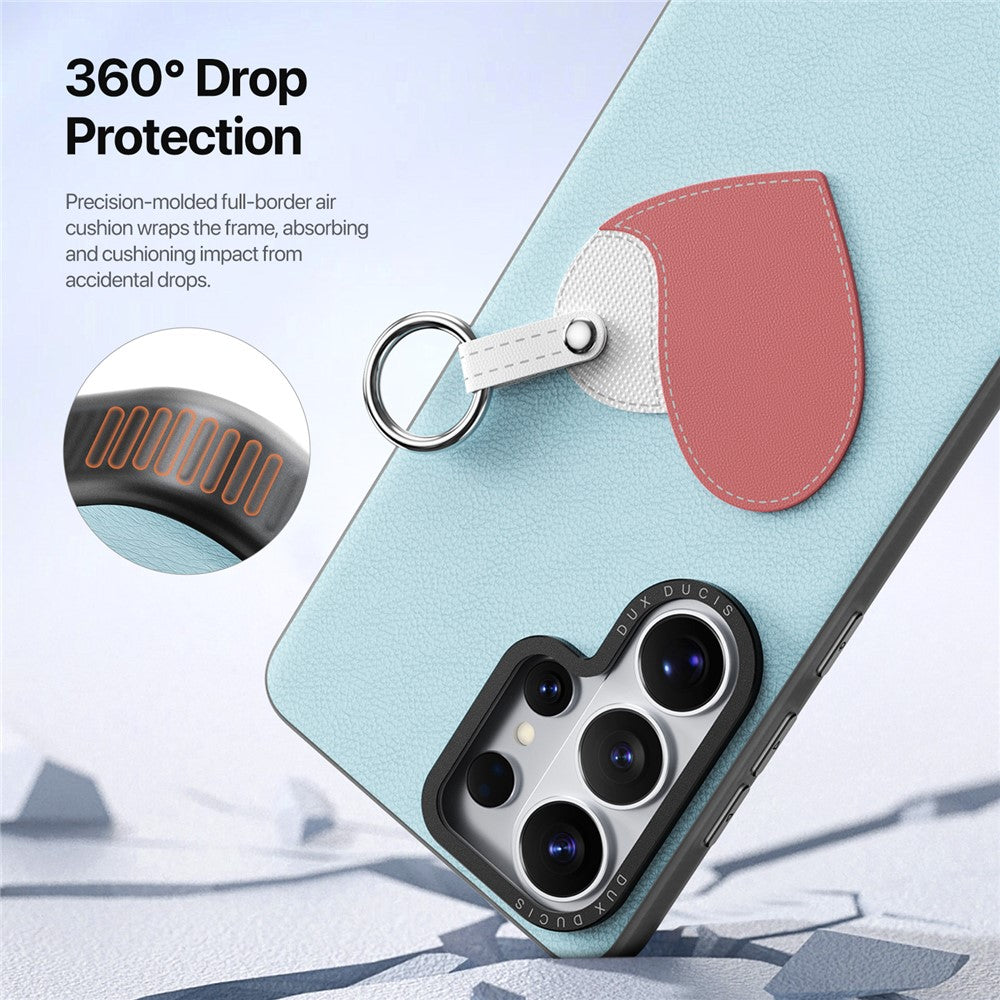 DUX DUCIS For Samsung Galaxy S26 Ultra Case  Luvy Series PU Leather + TPU + PC Phone Back Cover with Finger Ring / Wrist Strap