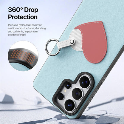 DUX DUCIS For Samsung Galaxy S26 Ultra Case  Luvy Series PU Leather + TPU + PC Phone Back Cover with Finger Ring / Wrist Strap