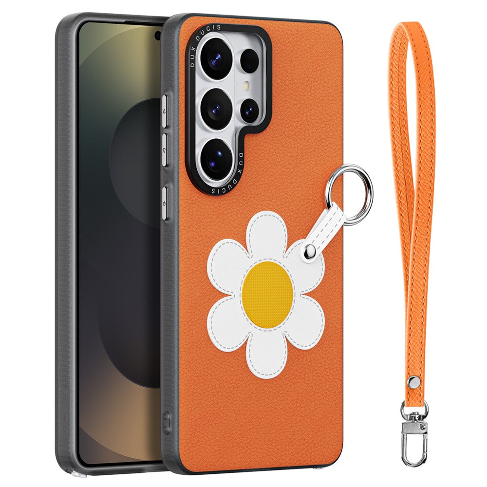 DUX DUCIS For Samsung Galaxy S26 Ultra Case  Luvy Series PU Leather + TPU + PC Phone Back Cover with Finger Ring / Wrist Strap