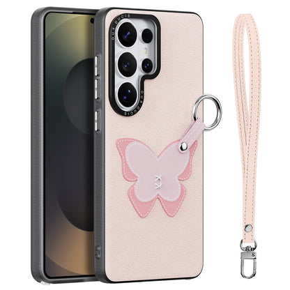 DUX DUCIS For Samsung Galaxy S26 Ultra Case  Luvy Series PU Leather + TPU + PC Phone Back Cover with Finger Ring / Wrist Strap