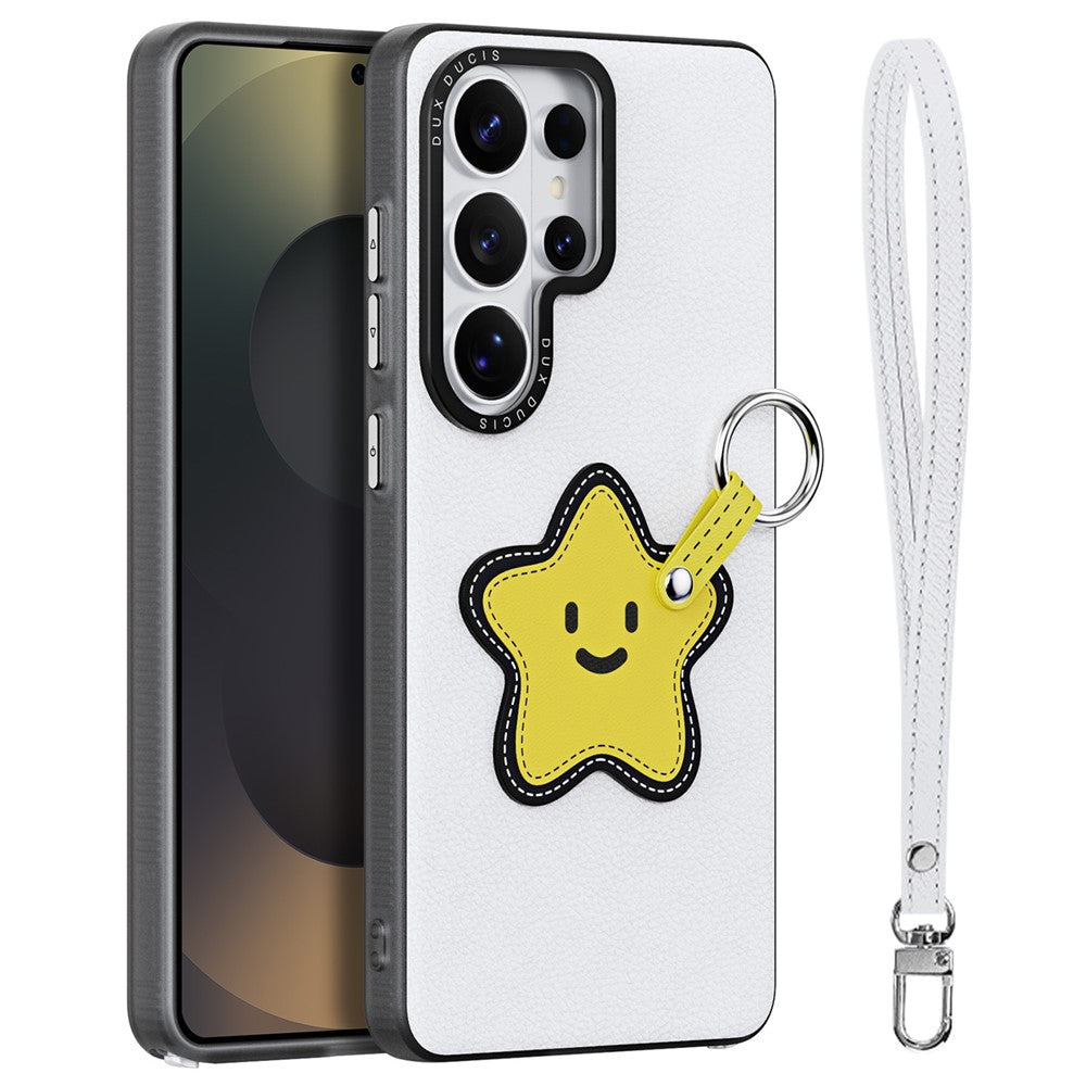 DUX DUCIS For Samsung Galaxy S26 Ultra Case  Luvy Series PU Leather + TPU + PC Phone Back Cover with Finger Ring / Wrist Strap