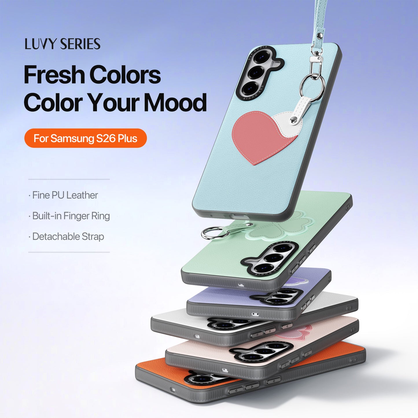 DUX DUCIS For Samsung Galaxy S26+ Case  Luvy Series PU Leather + PC Phone Case with Finger Ring / Strap