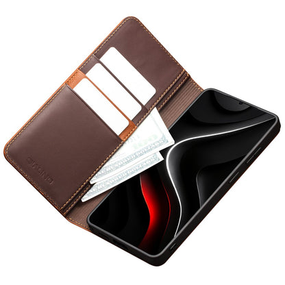 QIALINO For Samsung Galaxy S26+ Wallet Case Stand Genuine Cow Leather Flip Phone Cover